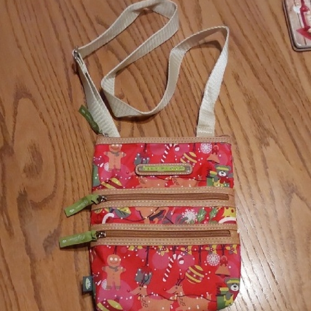 Lily Bloom Festive Red Crossbody Bag with Adjustable Strap